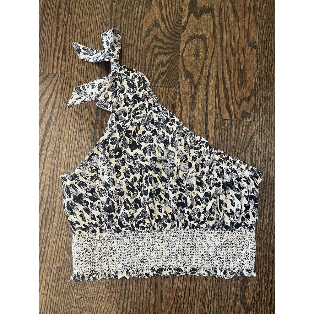 Vintage Havana one shoulder with tie crop top Sz. S animal leopard print India